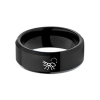 promise rings for couples – black tungsten ant trail wedding band