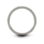 tungsten rings for couples – ant trail engraving on grey tungsten wedding band