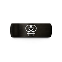 women's promise ring set – black tungsten female symbols wedding band