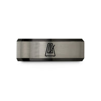 tungsten ring for men – black & grey tungsten metronome wedding band
