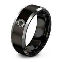 engraved rings for couples – black & silver tungsten sea serpent ring