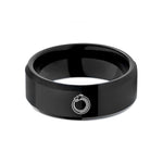 engraved rings for couples – black tungsten sea serpent wedding band