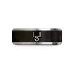 personalized presents for boyfriend – black & silver tungsten football uprights ball wedding band