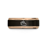 best presents for men – black & rose gold tungsten pumpkin pie wedding band