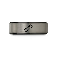 special presents for men – black & gray tungsten ruler wedding band
