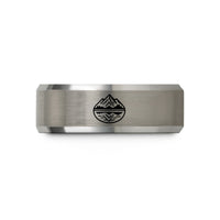 unique presents for him – black & grey tungsten lake peak wedding band