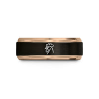 tungsten rings for men – black & rose gold tungsten rooster wedding band