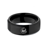 custom rings for women – black tungsten night crickets wedding band