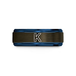 engraved jewelry for him – gunmetal & blue tungsten potassium k wedding band