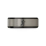 unique anniversary presents him – black & blue & grey tungsten runner silhouette wedding band
