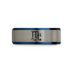 personalized rings for men – black & blue & gray tungsten scorpio constellation wedding band