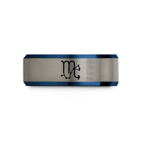 personalized rings for men – black & blue & gray tungsten scorpio constellation wedding band