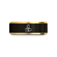 birthday surprise ideas men – black & gold tungsten foster dad heart wedding band