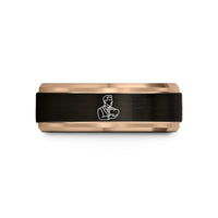 tungsten rings for men – black & rose gold tungsten foster dad heart wedding band