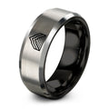 Steps Peak – Tungsten Wedding Band, 8 mm, Grey, Black Comfort-Fit Unisex
