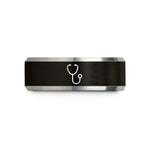 tungsten band for him – black & gray tungsten stethoscope wedding band