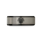 custom rings for him – black & grey tungsten cthulhu wedding band