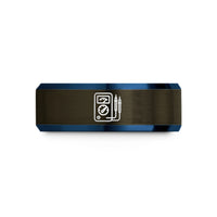 cool presents for him – gunmetal & blue tungsten multimeter wedding band