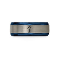 special presents for him – blue & gray tungsten daymark triangle wedding band