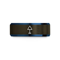 unique presents for boyfriend – gunmetal & blue tungsten daymark triangle wedding band