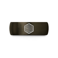 personalized presents for guys – gunmetal & black tungsten hexagon topo lines wedding band