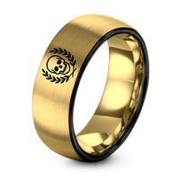 Boyfriend Gifts from Girlfriend – black & gold tungsten skull royal laurel ring
