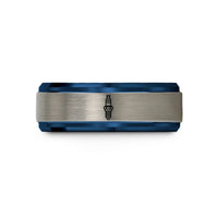 tungsten rings for couples – blue & silver tungsten spark plug wedding band
