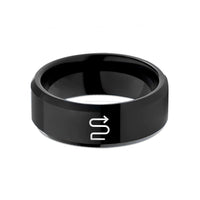 custom wedding band men – black tungsten switchback icon wedding band