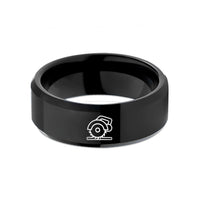couples matching promise rings – black tungsten circular saw wedding band