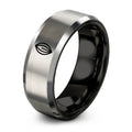 Cocoa Bean – Tungsten Wedding Band, 8 mm, Silver, Black Comfort-Fit Unisex