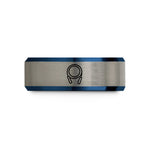 unisex tungsten promise ring – black & blue & silver tungsten jump rope coiled wedding band