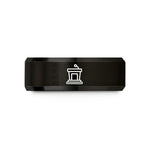 engraved promise rings couples – black tungsten podium wedding band