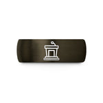 custom couple ring band – gunmetal & black tungsten podium wedding band