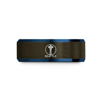 engraved promise ring ideas – gunmetal & blue tungsten seattle wedding band