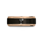 promise rings for partners – black & rose gold tungsten cosmopolitan wedding band