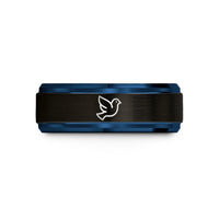 tungsten wedding bands – black & blue tungsten dove wedding band