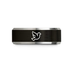tungsten wedding bands – black & grey tungsten dove wedding band