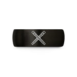 matching tungsten bands – black & gold tungsten flute badge wedding band