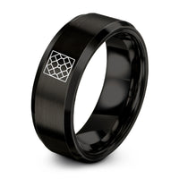 Boyfriend Girlfriend Promise Rings – black tungsten truncated square tiling ring