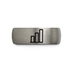 men and women rings – black & gray tungsten bar chart wedding band