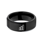 matching rings for lovers – black tungsten bar chart wedding band