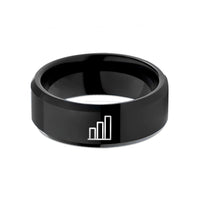 matching rings for lovers – black tungsten bar chart wedding band
