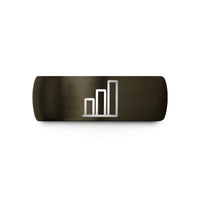 men and women rings – gunmetal & black tungsten bar chart wedding band