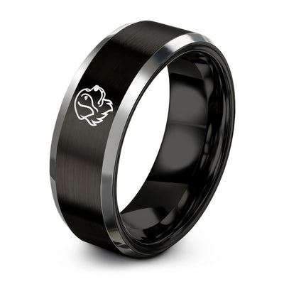 Bernese Mountain Dog – Tungsten Wedding Band, 8 mm, Silver, Black Comfort-Fit Unisex