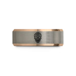 custom rings for couples – black & rose gold & grey tungsten cyber skull wedding band
