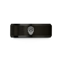 tungsten rings for him – black tungsten cyber skull wedding band