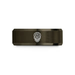 unique rings for boyfriend – gunmetal & rose gold tungsten cyber skull wedding band