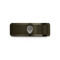 unique rings for boyfriend – gunmetal & rose gold tungsten cyber skull wedding band