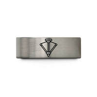 custom rings for partners – blue & gray tungsten delta robot wedding band