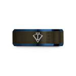 matching rings for couples – gunmetal & blue tungsten delta robot wedding band